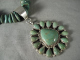 Absolutely Incredible Vintage Navajo Green Turquoise Native American Jewelry Silver Necklace-Nativo Arts