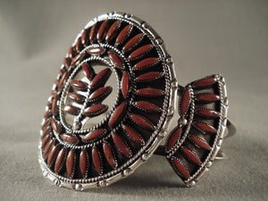 Absolutely Incredible Vintage Zuni Coral Native American Jewelry Silver Bracelet-Nativo Arts