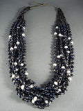 Absolutely Stunning Modernistic Lapis Navajo Native American Jewelry jewelry Pearl Necklace-Nativo Arts