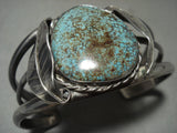 Absolutely Stunning Vintage Navajo Number 8 Turquoise Native American Jewelry Silver Leaf Bracelet Old-Nativo Arts