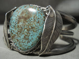 Absolutely Stunning Vintage Navajo Number 8 Turquoise Native American Jewelry Silver Leaf Bracelet Old-Nativo Arts
