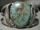 Absolutely Stunning Vintage Navajo Number 8 Turquoise Native American Jewelry Silver Leaf Bracelet Old-Nativo Arts