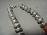 Absolutely Stunning Vintage Santo Domingo/navajo Coral Huge Native American Jewelry Silver Bead Necklace-Nativo Arts