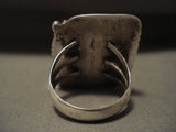 Absolutely Stupendous Vintage Navajo 'Big Green' Turquoise Native American Jewelry Silver Ring-Nativo Arts