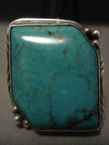 Absolutely Stupendous Vintage Navajo 'Big Green' Turquoise Native American Jewelry Silver Ring-Nativo Arts