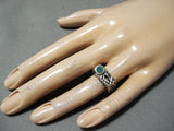 Fantastic Vintage Native American Navajo Inlay Cerrillos Turquoise Sterling Silver Ring-Nativo Arts