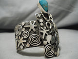 One Best Vintage Native American Navajo Alex Sanchez Turquoise Sterling Silver Bracelet-Nativo Arts