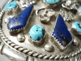 One Of The Best Vintage Native American Navajo Turquoise Lapis Sterling Silver Ketoh Bracelet-Nativo Arts