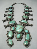 Authentic Vintage Native American Navajo Turquoise Sterling Silver Squash Blossom Necklace-Nativo Arts