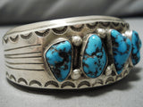 Important Vintage Native American Navajo Kee Joe Benally Turquoise Sterling Silver Bracelet Old-Nativo Arts