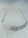 Exceptional Vintage Native American Navajo Sterling Silver Horse Necklace Signed-Nativo Arts