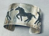 Captivating Vintage Native American Navajo Running Horses Sterling Silver Colossal Bracelet-Nativo Arts