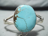Marvelous Vintage Native American Navajo Blue Diamond Turquoise Sterling Silver Slave Bracelet-Nativo Arts