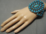 Colossal Vintage Native American Navajo Sky Blue Turquoise Sterling Silver Bracelet Old-Nativo Arts