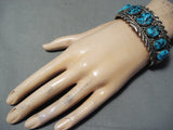 Signed Vintage Native American Navajo Sleeping Beauty Turquoise Sterling Silver Bracelet-Nativo Arts