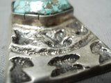 Exquisite Vintage Native American Navajo Green Turquoise Sterling Silver Necklace Old-Nativo Arts