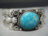Magnificent Vintage Native American Navajo Old Kingman Turquoise Sterling Silver Bracelet-Nativo Arts