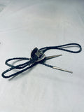 Chief Head Vintage Sterling Silver Turquoise Spiny Oyster Bolo Tie-Nativo Arts