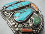 Massive Vintage Native American Navajo Blue Diamond Turquoise Sterling Silver Bracelet-Nativo Arts