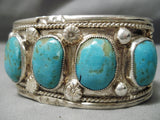 Magnificent Vintage Native American Navajo #8 Turquoise Sterling Silver Bracelet Cuff Old-Nativo Arts