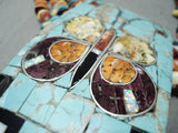 Native American Important Santo Domingo Turquoise Inlay Sterling Silver Necklace-Nativo Arts