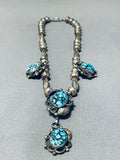 Very Unique Vintage Native American Navajo Turquoise Sterling Silver Tubule Necklace Old-Nativo Arts