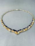 One Of The Most Unique Native American Navajo Pueblo Sterling Silver Inlay Necklace-Nativo Arts