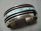 Native American Opulent Vintage Zuni Ihss Dmy Turquoise Sterling Silver Bracelet Old-Nativo Arts