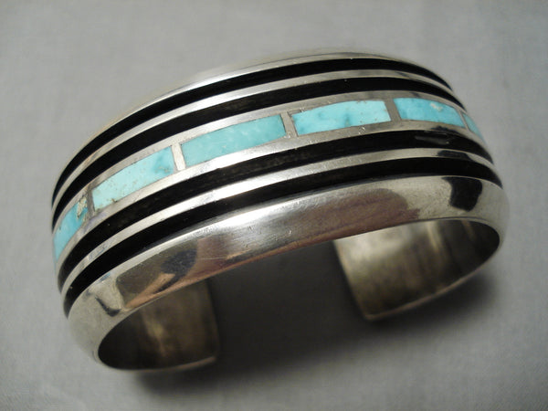 Native American Opulent Vintage Zuni Ihss Dmy Turquoise Sterling Silver  Bracelet Old