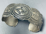 Detailed Concho Vintage Native American Navajo Sterling Silver Stamped Bracelet-Nativo Arts