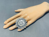 Heavy 36 Gram Native American Navajo Sterling Silver Sunface Ring-Nativo Arts