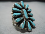 Incredible Vintage Native American Navajo Turquoise Cluster Sterling Silver Ring-Nativo Arts