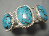 Opulent Vintage Native American Navajo Bisbee Turquoise Sterling Silver Bracelet Old-Nativo Arts