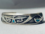Important Wil Yazzie Vintage Native American Navajo Turquoise Chisel Sterling Silver Bracelet-Nativo Arts