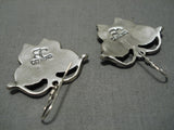 Wonderful Vintage Native American Navajo Floral Sterling Silver Butterfly Earrings-Nativo Arts