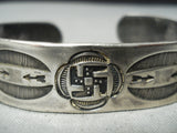 Early Whirling Logs Vintage Native American Navajo Sterling Silver Bracelet-Nativo Arts