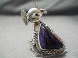 Important Hand Carved Native American Navajo Sugulite Sterling Silver Kachina Ring-Nativo Arts