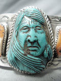 Native American One Of The Most Detailed Ever Turquoise Sterling Silver Bracelet-Nativo Arts