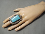 One Of The Best Vintage Native American Navajo Tommy Jackson Turquoise Sterling Silver Ring-Nativo Arts