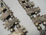 Intricate!! Vintage Native American Navajo Kachina Sterling Silver Squash Blossom Necklace Old-Nativo Arts