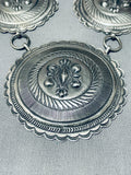 Best Native American Navajo Hand Hammered Sterling Silver Huge Concho Necklace-Nativo Arts