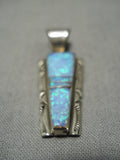 Exquisite Vintage Navajo Inlay Opal Sterling Silver Native American Pendant-Nativo Arts