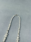Hand Tooled Vintage Native American Navajo Sterling Silver Hogan Torpedo Bead Necklace-Nativo Arts