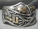 One Of The Best Vintage Native American Navajo Overlay Sterling Silver Gold Bracelet-Nativo Arts