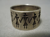 Very Unique!! Yei Rug Vintage Navajo Sterling Silver Native American Ring Old-Nativo Arts