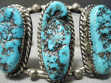 Incredible Vintage Native American Navajo Old Kingman Turquoise Sterling Silver Bracelet Old-Nativo Arts