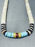 Native American Authentic Vintage Navajo Turquoise Sterling Silver Heishi Necklace-Nativo Arts