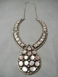 Exquisite Vintage Native American Navajo Pink Shell Sterling Silver Necklace Old-Nativo Arts