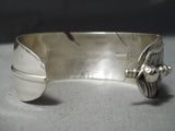 Detailed Intricate!! Native American Navajo Feather Sterling Silver Bracelet Cuff-Nativo Arts