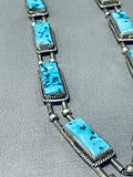 Native American One Of The Best Ever Vintage Navajuo Squared Turquoise Sterling Silver Necklace-Nativo Arts